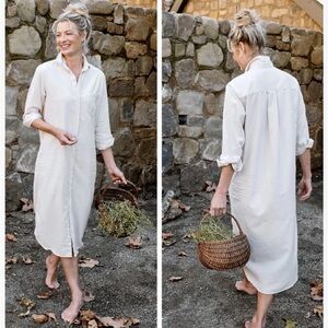 FRANK & EILEEN Rory White Distressed Dress S